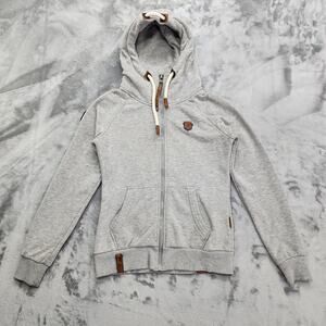 Naketano The Poets Choice Sweatshirt Womens M Gray Full Zip Hoodie Jacket Casual
